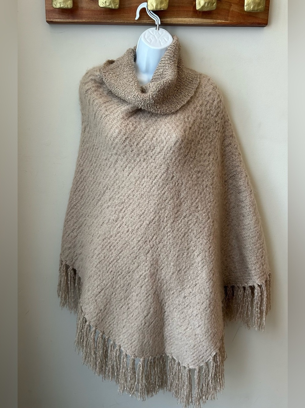 Betsy Johnson Poncho - Boho Cozy Fringe Western Oversized